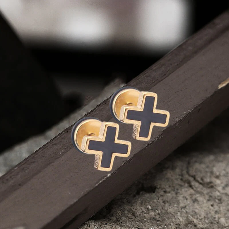 7633-gold-a-pair-gold-a-pair-variation-1.webp Simple Cross Stainless Steel Earring