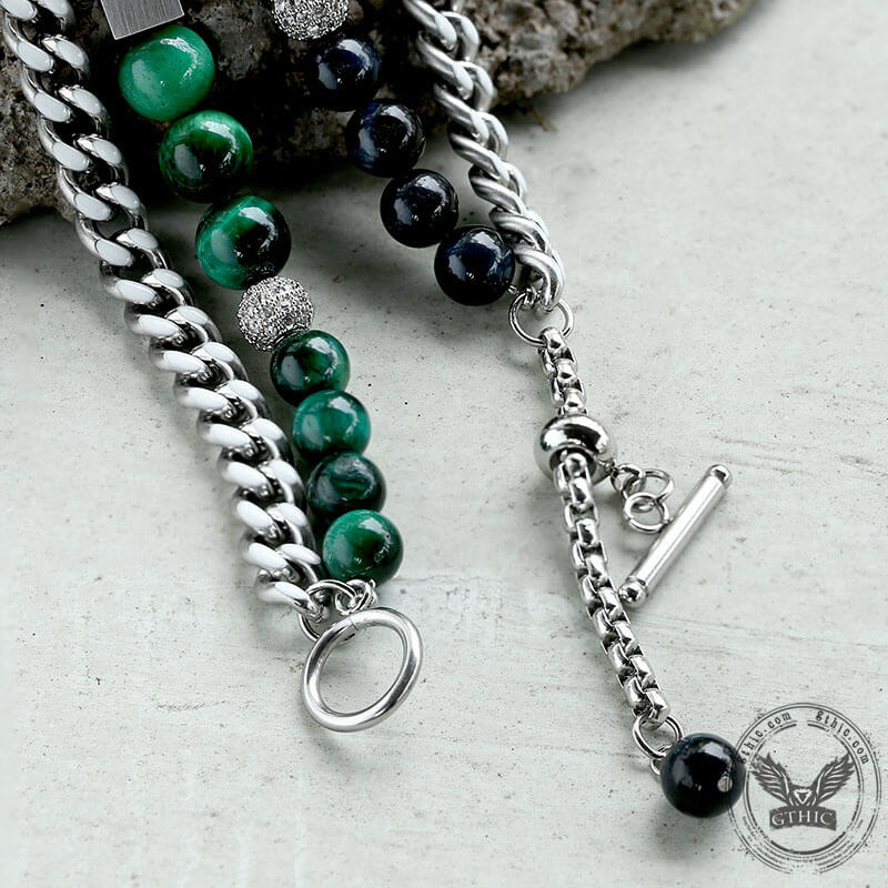 7637-green-tiger-eye-stainless-steel-bracelet-8.jpg Green Tiger Eye Stainless Steel Bracelet
