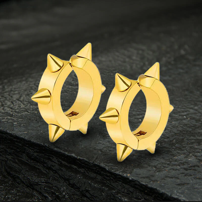 Punk Style Stainless Steel Spike Huggie Earrings