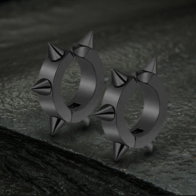 Punk Style Stainless Steel Spike Huggie Earrings