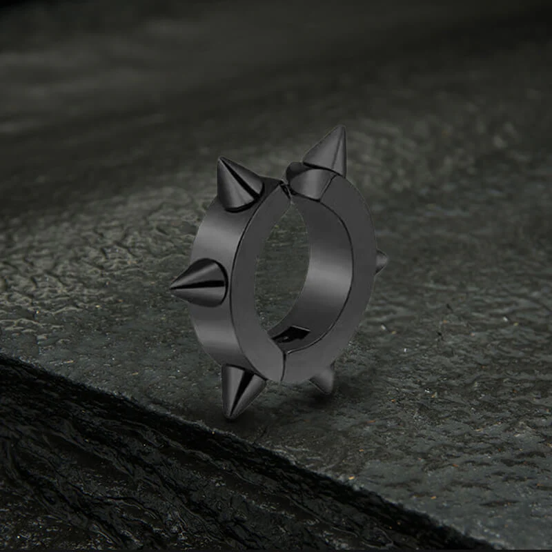 Punk Style Stainless Steel Spike Huggie Earrings