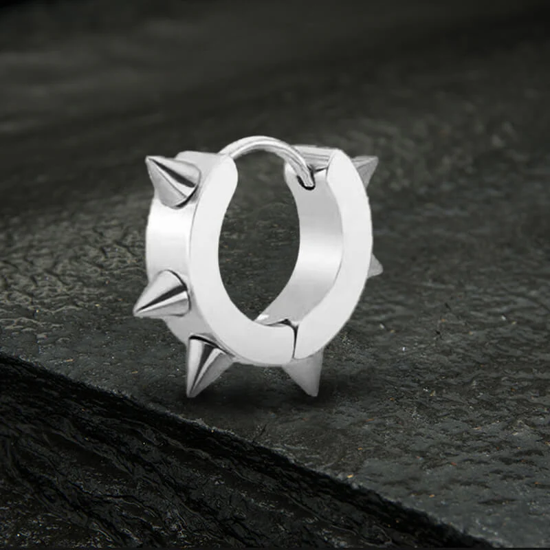 Punk Style Stainless Steel Spike Huggie Earrings