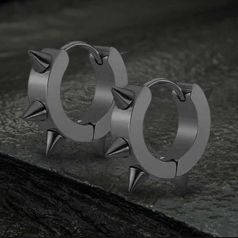 Punk Style Stainless Steel Spike Huggie Earrings