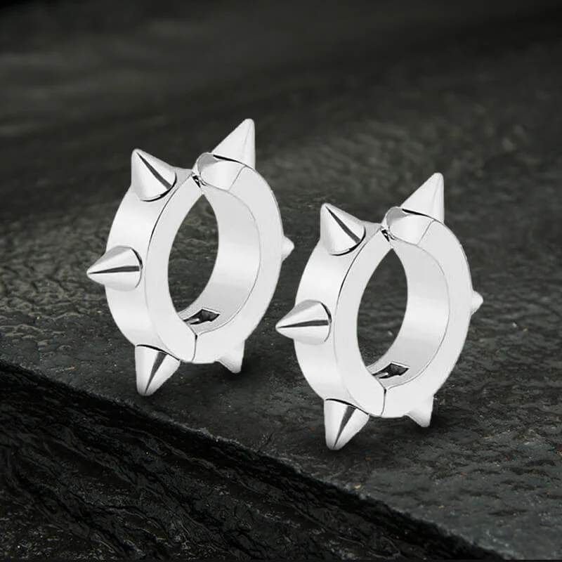 Punk Style Stainless Steel Spike Huggie Earrings