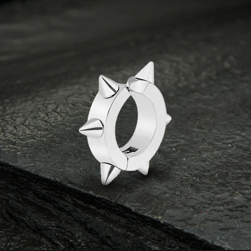 Punk Style Stainless Steel Spike Huggie Earrings