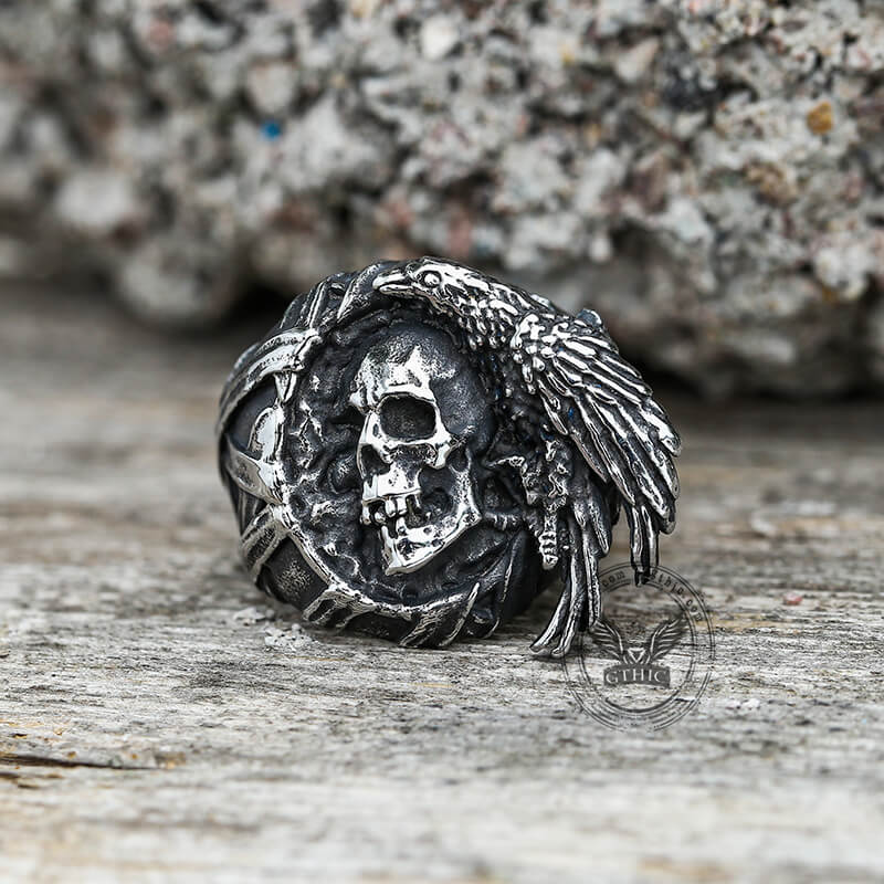 7961-crow-stainless-steel-skull-ring-3.jpg Crow Stainless Steel Skull Ring
