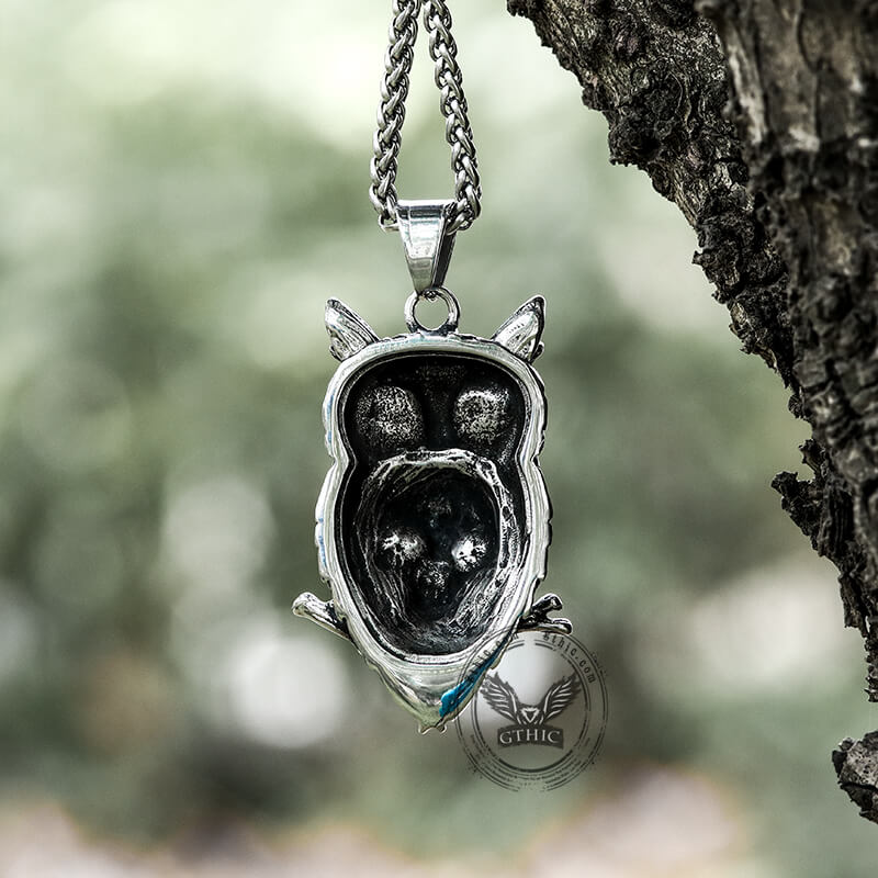7972-owl-stainless-steel-gemstone-skull-pendant-6.jpg Owl Stainless Steel Gemstone Skull Pendant