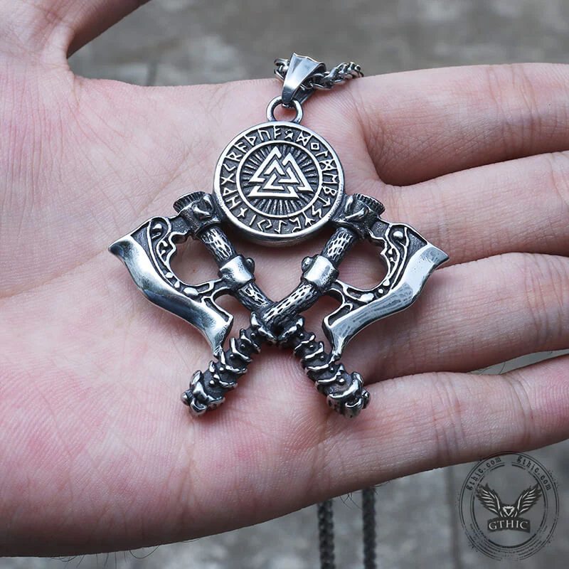 7973-valknut-battle-axe-stainless-steel-viking-pendant-4.webp Valknut Battle Axe Stainless Steel Viking Pendant