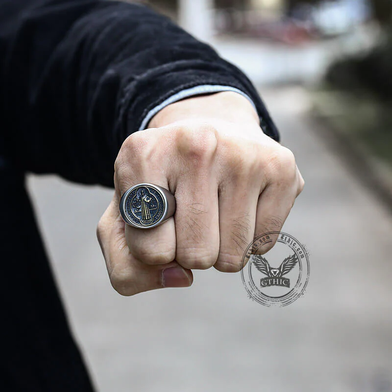 8009-saint-benedict-stainless-steel-ring-2.webp Saint Benedict Stainless Steel Ring