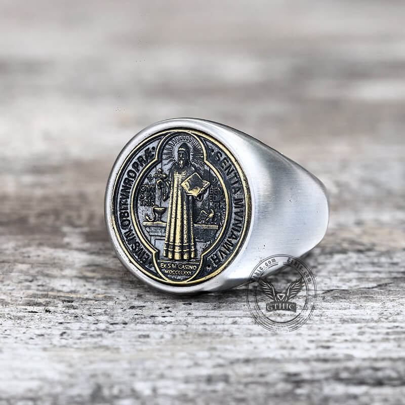 8009-saint-benedict-stainless-steel-ring-3.jpg Saint Benedict Stainless Steel Ring