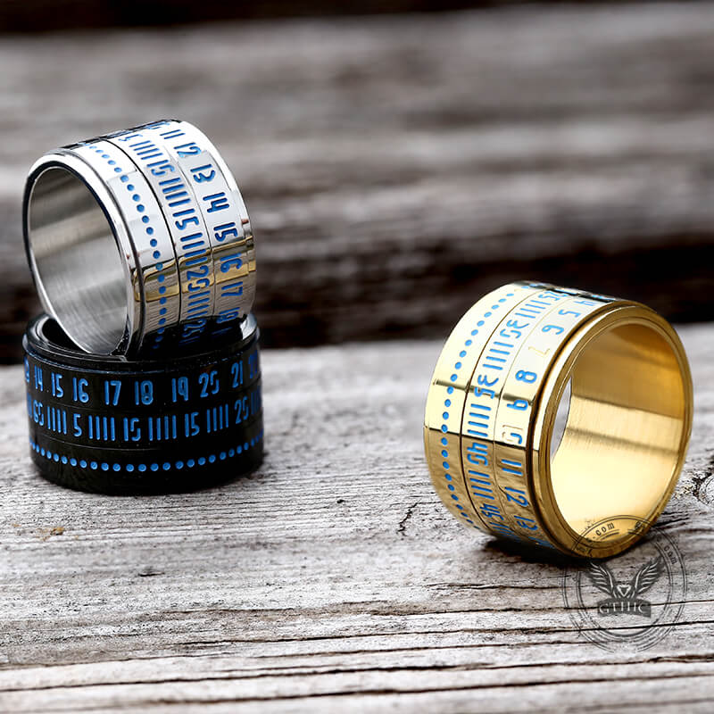 Luminous Arabic Numerals Stainless Steel Spinner Ring
