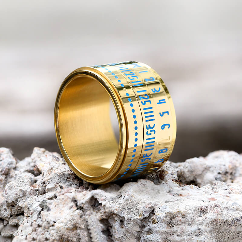 Luminous Arabic Numerals Stainless Steel Spinner Ring
