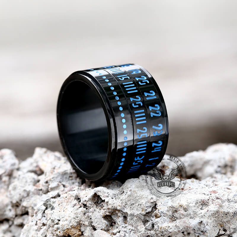 Luminous Arabic Numerals Stainless Steel Spinner Ring