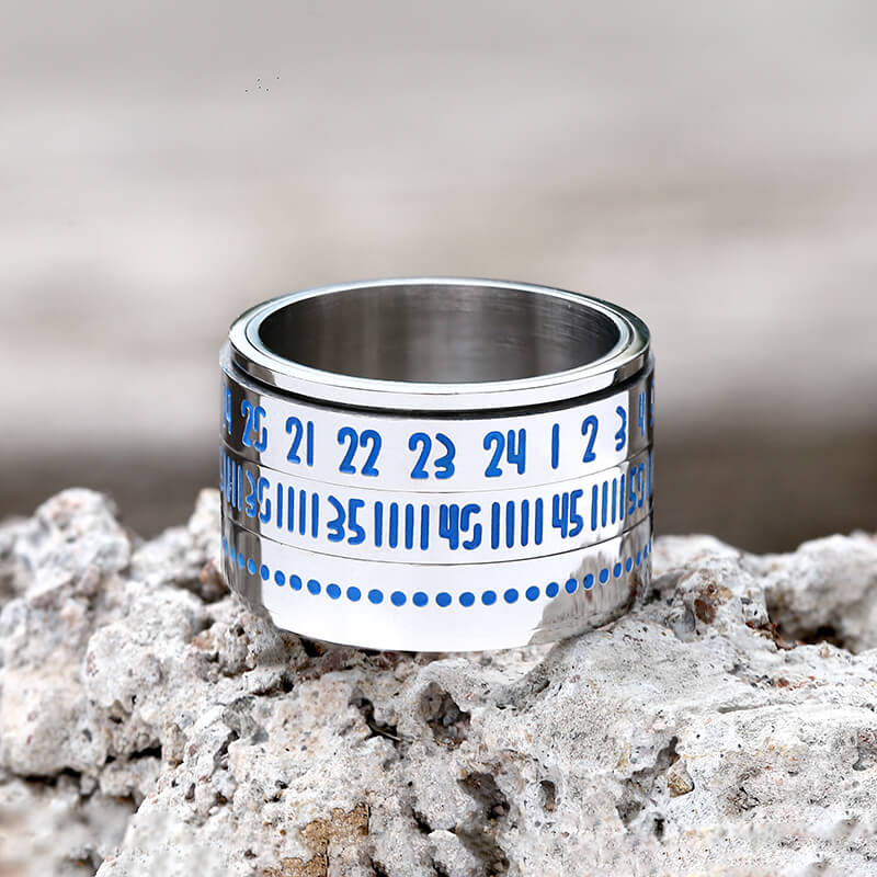 8130-silver-6.5-silver-6.5-variation-1.jpg Luminous Arabic Numerals Stainless Steel Spinner Ring