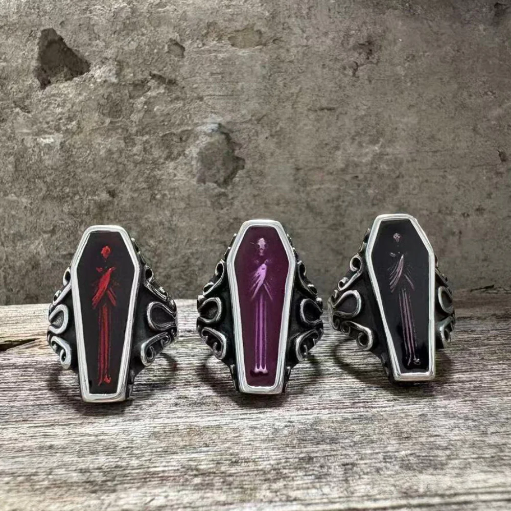 Vampire Coffin Stainless Steel Skull Ring