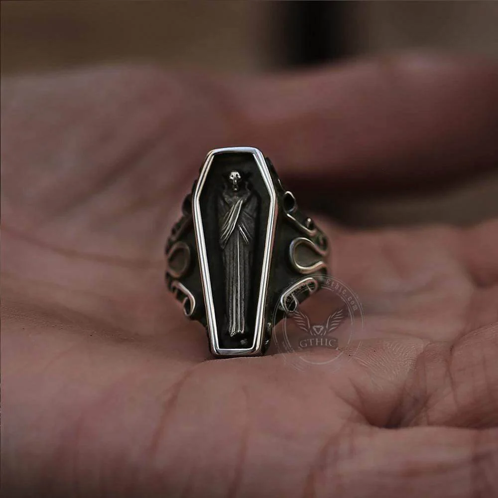 Vampire Coffin Stainless Steel Skull Ring