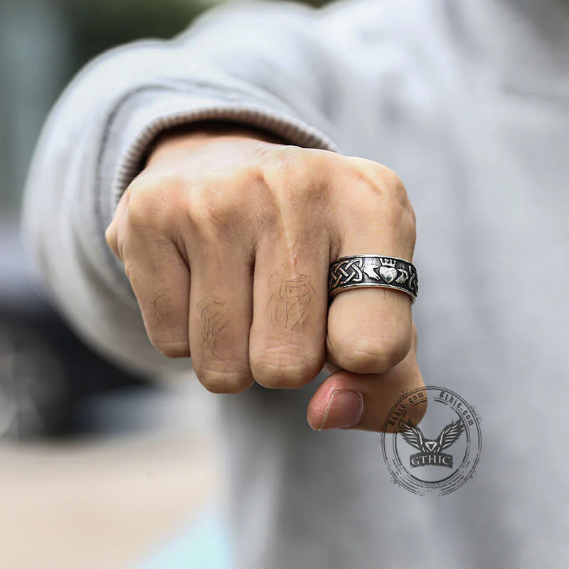 Irish Claddagh Stainless Steel Viking Ring