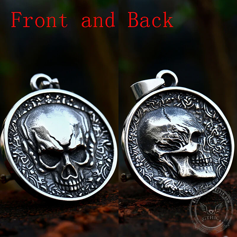 Round Stainless Steel Skull Pendant