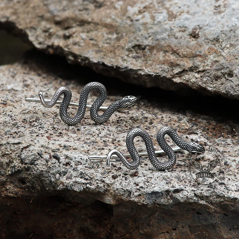 Vintage Snake Stainless Steel Ear Climber Cuffs