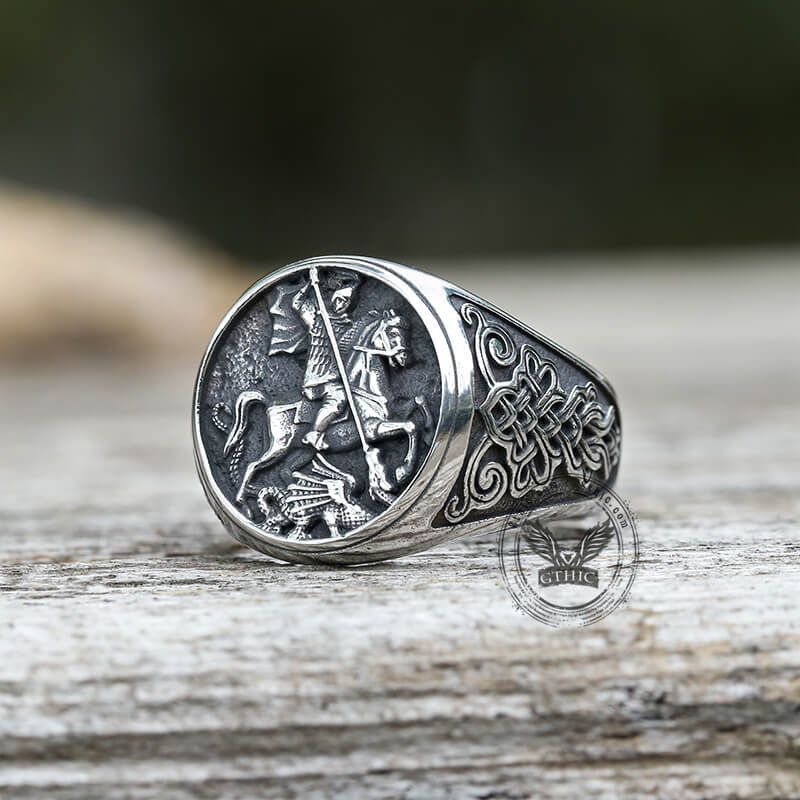 8416-st.-george-and-the-dragon-stainless-steel-religion-ring-1.jpg St. George and The Dragon Stainless Steel Religion Ring
