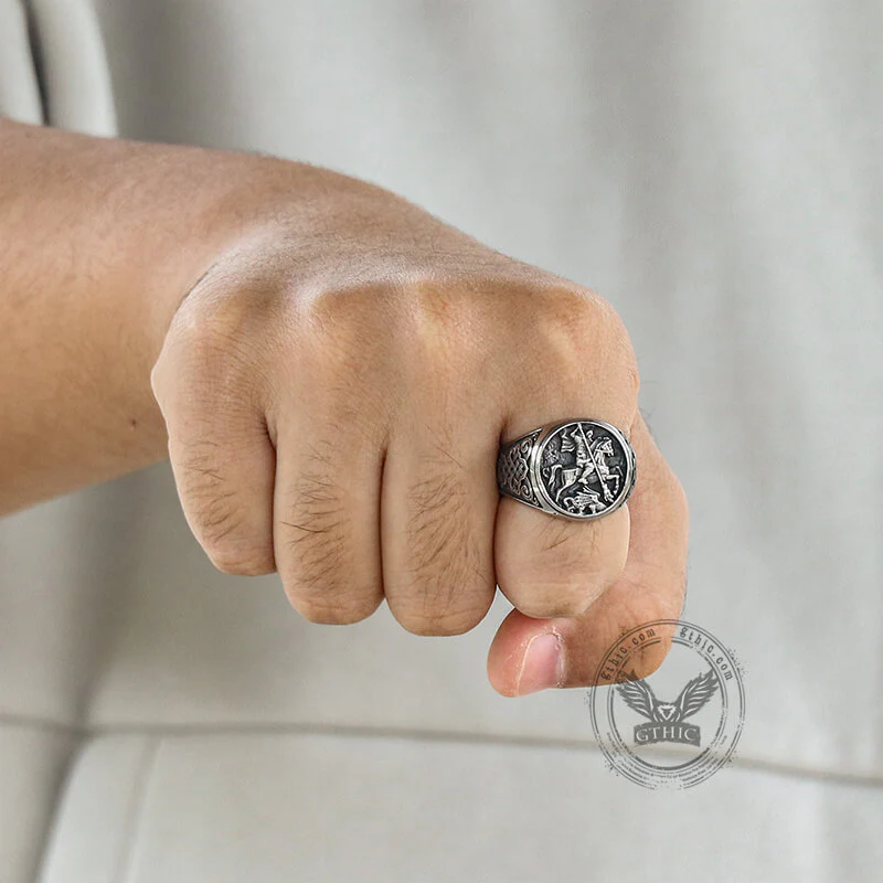 8416-st.-george-and-the-dragon-stainless-steel-religion-ring-2.webp St. George and The Dragon Stainless Steel Religion Ring