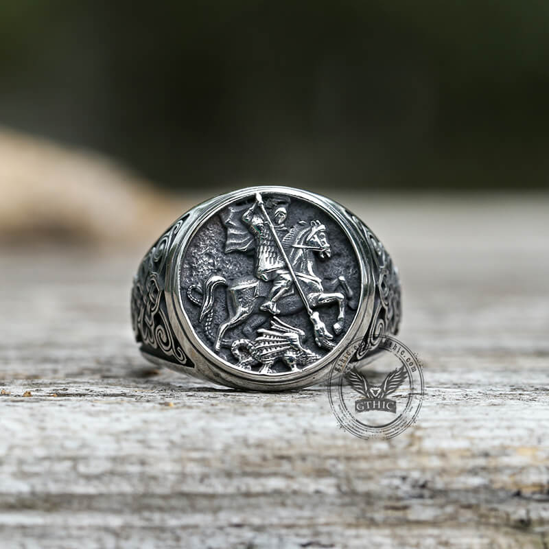 8416-st.-george-and-the-dragon-stainless-steel-religion-ring-4.jpg St. George and The Dragon Stainless Steel Religion Ring
