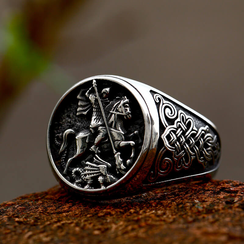 8416-st.-george-and-the-dragon-stainless-steel-religion-ring-6.jpg St. George and The Dragon Stainless Steel Religion Ring