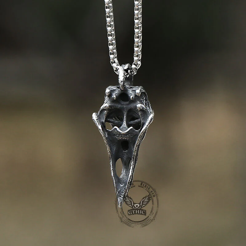 Retro Raven Stainless Steel Skull Pendant