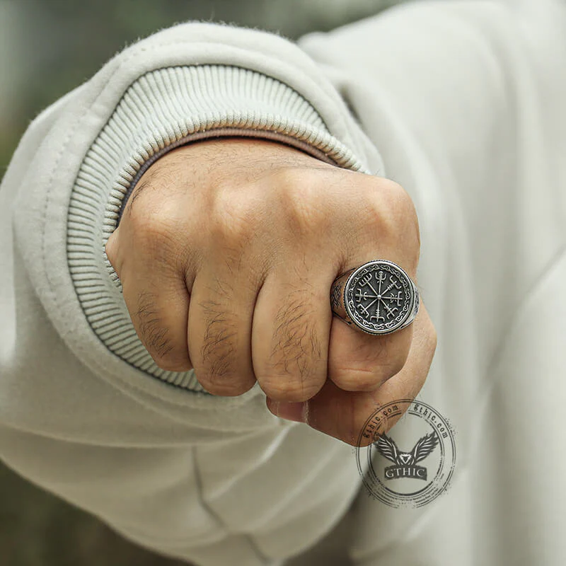 Vegvisir Celtic Knot Stainless Steel Ring