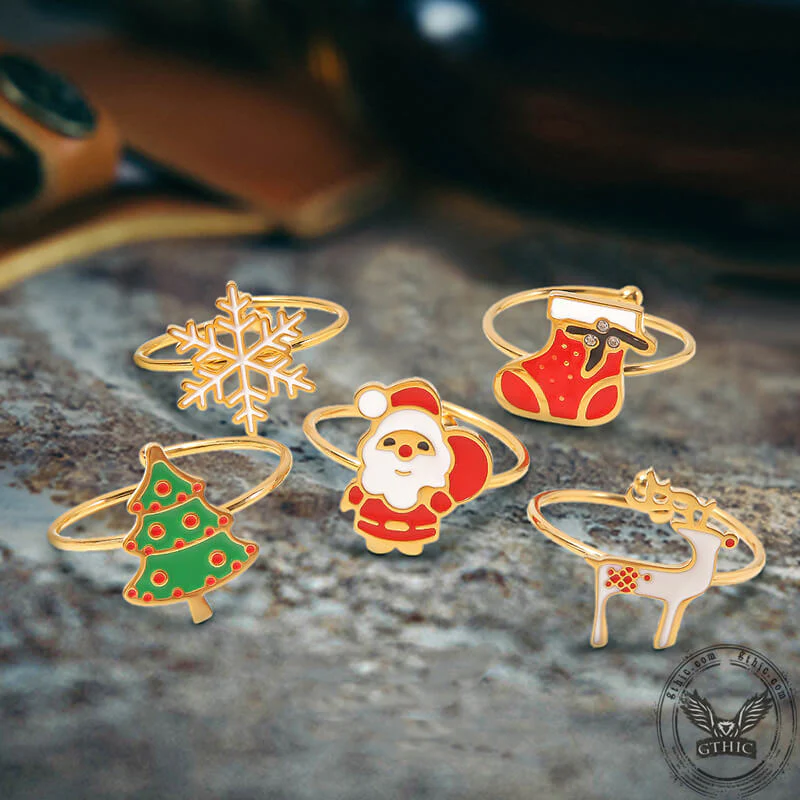 Christmas Cute Stainless Steel Open Ring