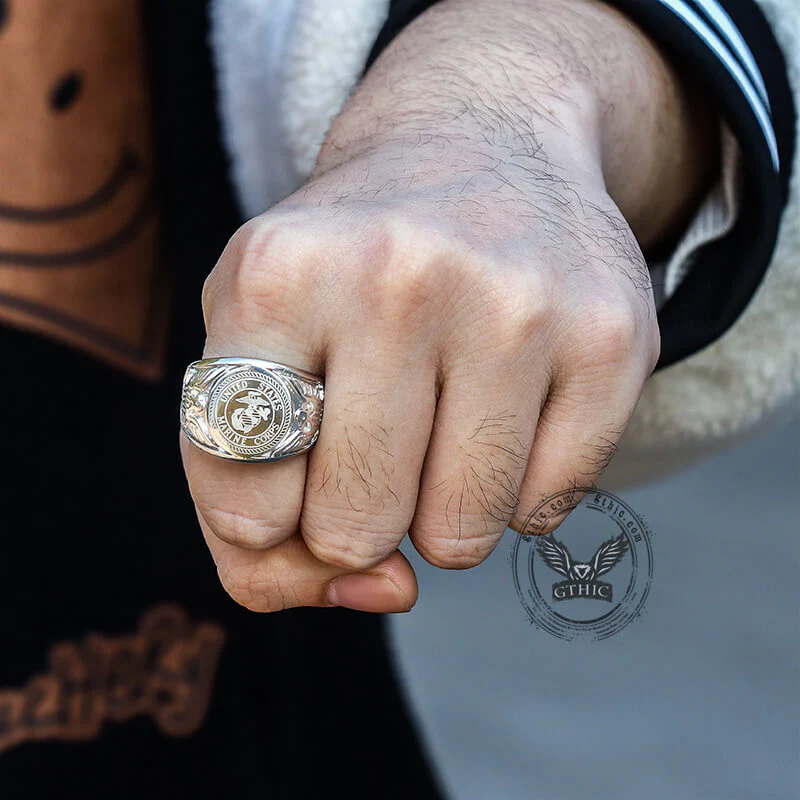 Eagle Globe Stainless Steel Marine Ring