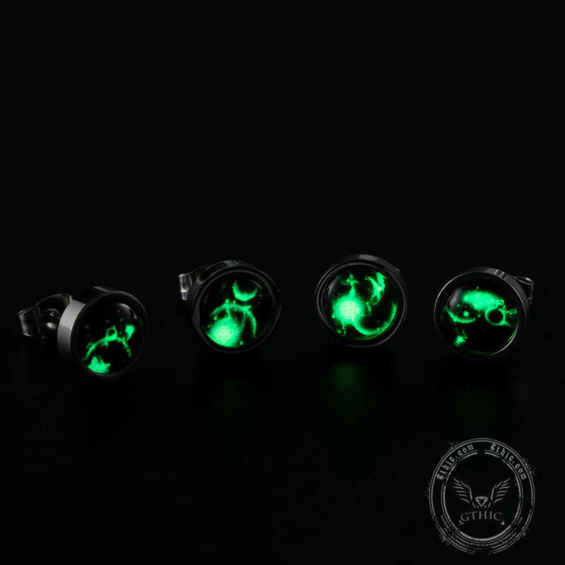12 Constellation Zodiac Stainless Steel Luminous Stud Earrings