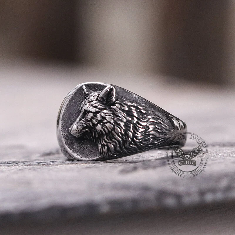 Norse Wolf Stainless Steel Animal Ring
