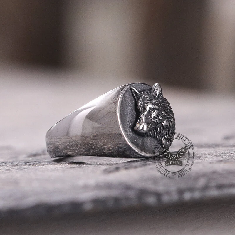 Norse Wolf Stainless Steel Animal Ring