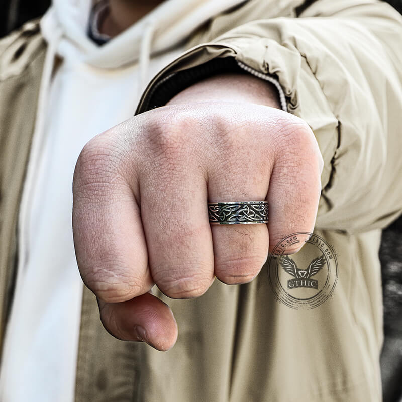 8840-celtic-triquetra-knot-stainless-steel-viking-ring-2.jpg Celtic Triquetra Knot Stainless Steel Viking Ring