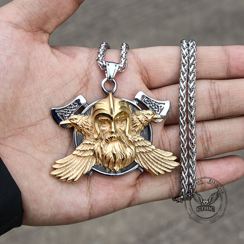 8855-tomahawk-odin-raven-stainless-steel-viking-pendant-3.jpg Tomahawk Odin Raven Stainless Steel Viking Pendant
