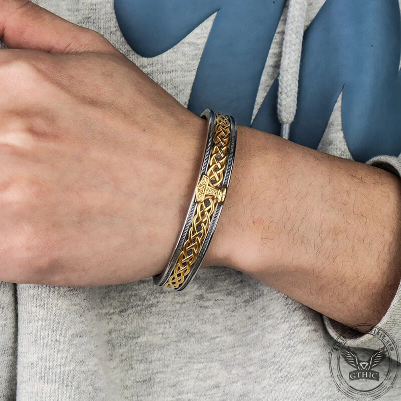 Mjölnir Hammer Stainless Steel Viking Cuff Bracelet