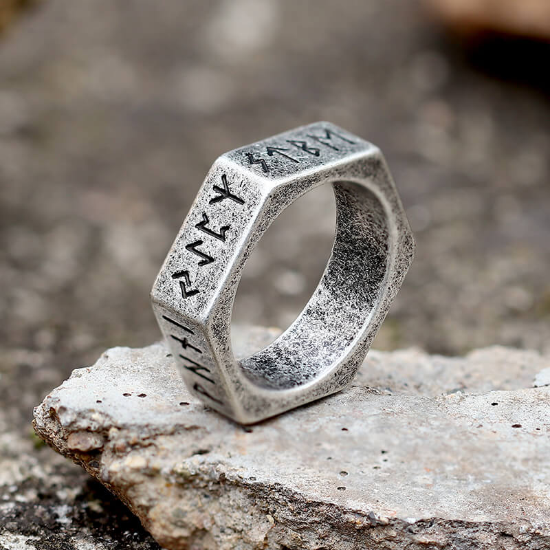 8868-viking-runes-hexagon-stainless-steel-geometric-ring-6.jpg Viking Runes Hexagon Stainless Steel Geometric Ring