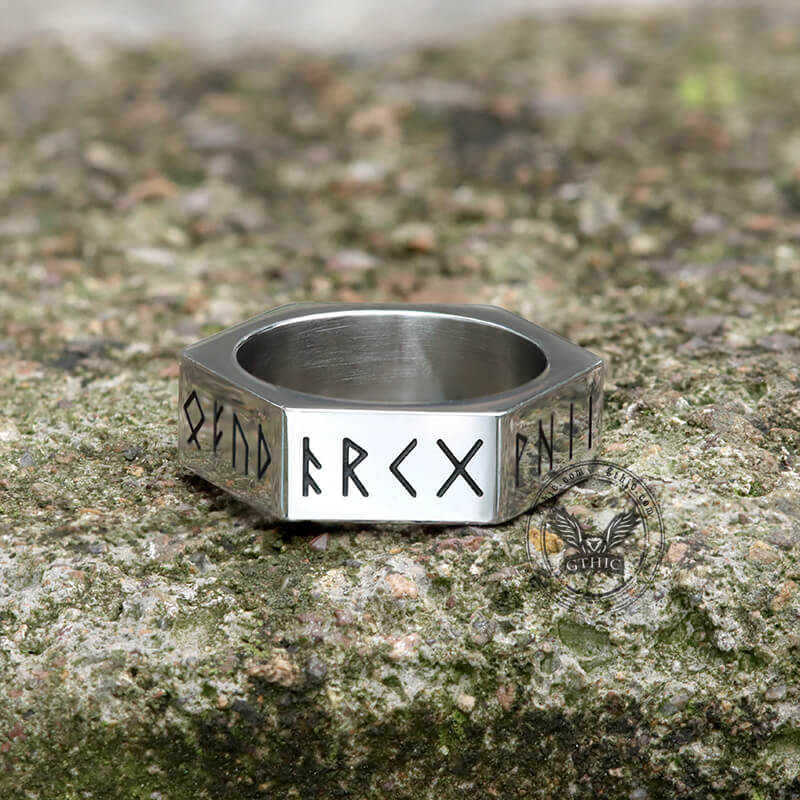 8868-viking-runes-hexagon-stainless-steel-geometric-ring-7.jpg Viking Runes Hexagon Stainless Steel Geometric Ring