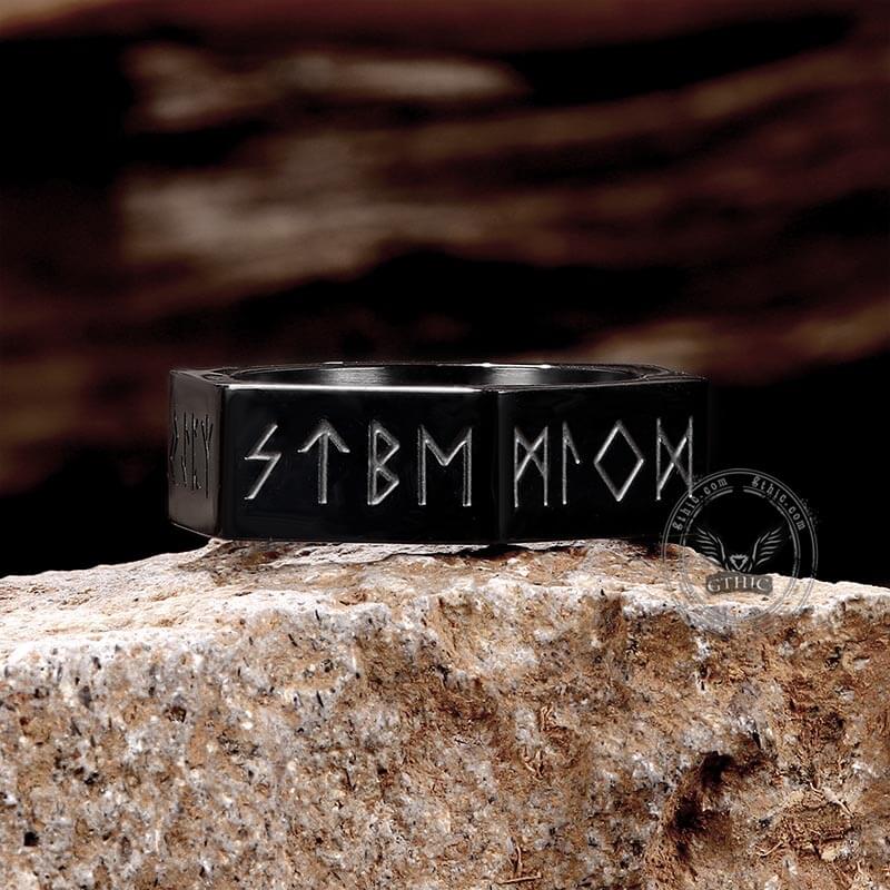 8868-viking-runes-hexagon-stainless-steel-geometric-ring-8.jpg Viking Runes Hexagon Stainless Steel Geometric Ring