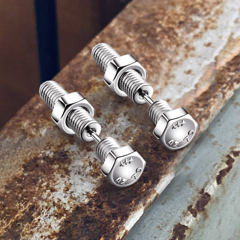 8938-hex-bolt-stainless-steel-screw-stud-earrings-3.jpg Hex Bolt Stainless Steel Screw Stud Earrings
