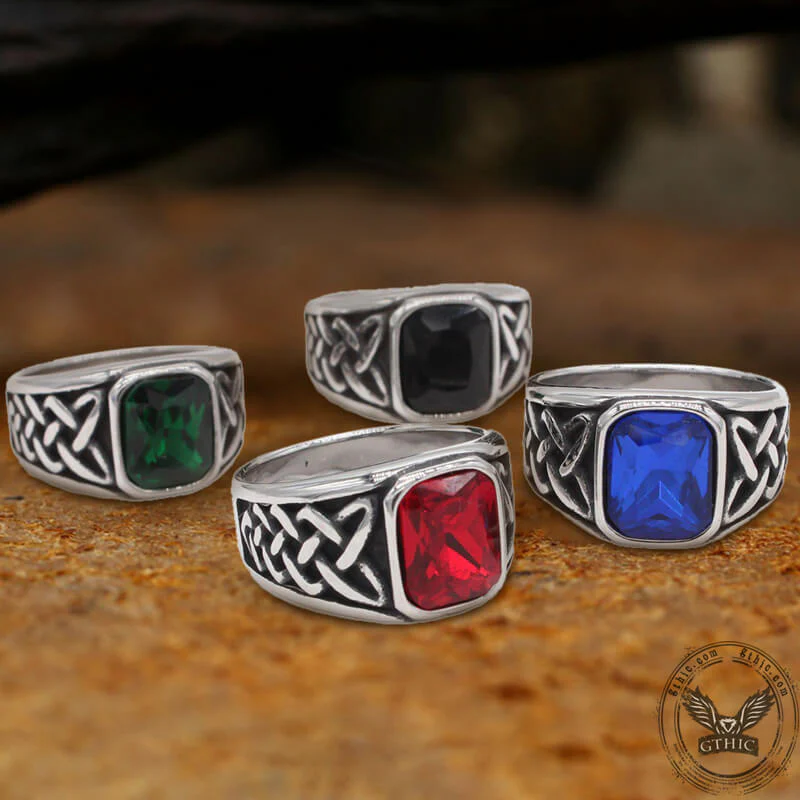 8943-viking-celtic-knot-gem-set-stainless-steel-ring-1.webp Viking Celtic Knot Gem-set Stainless Steel Ring