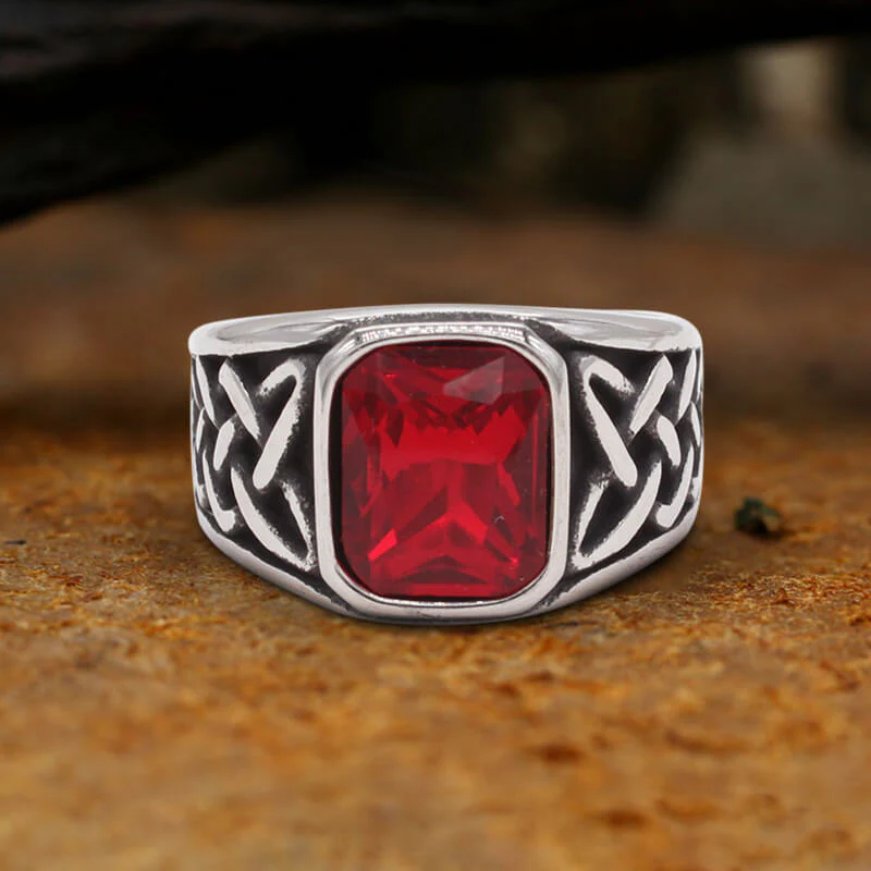 8943-viking-celtic-knot-gem-set-stainless-steel-ring-5.webp Viking Celtic Knot Gem-set Stainless Steel Ring