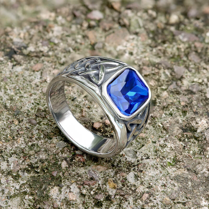 8944-silver-blue-6.5-silver-blue-6.5-variation-1.jpg Viking Celtic Knot Gem-set Stainless Steel Ring