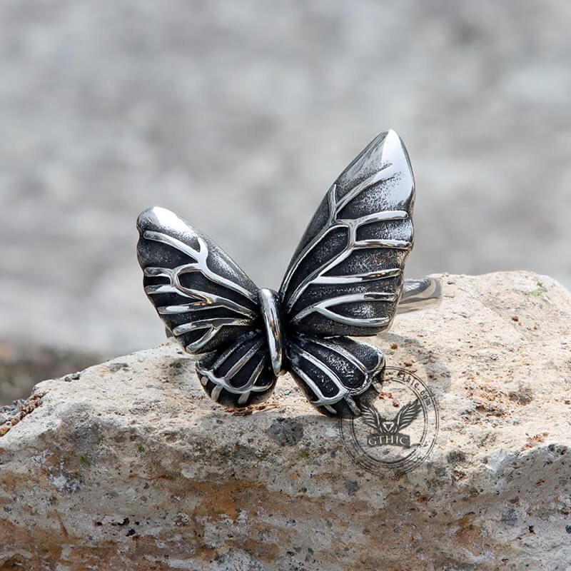 Vintage Butterfly Stainless Steel Animal Ring