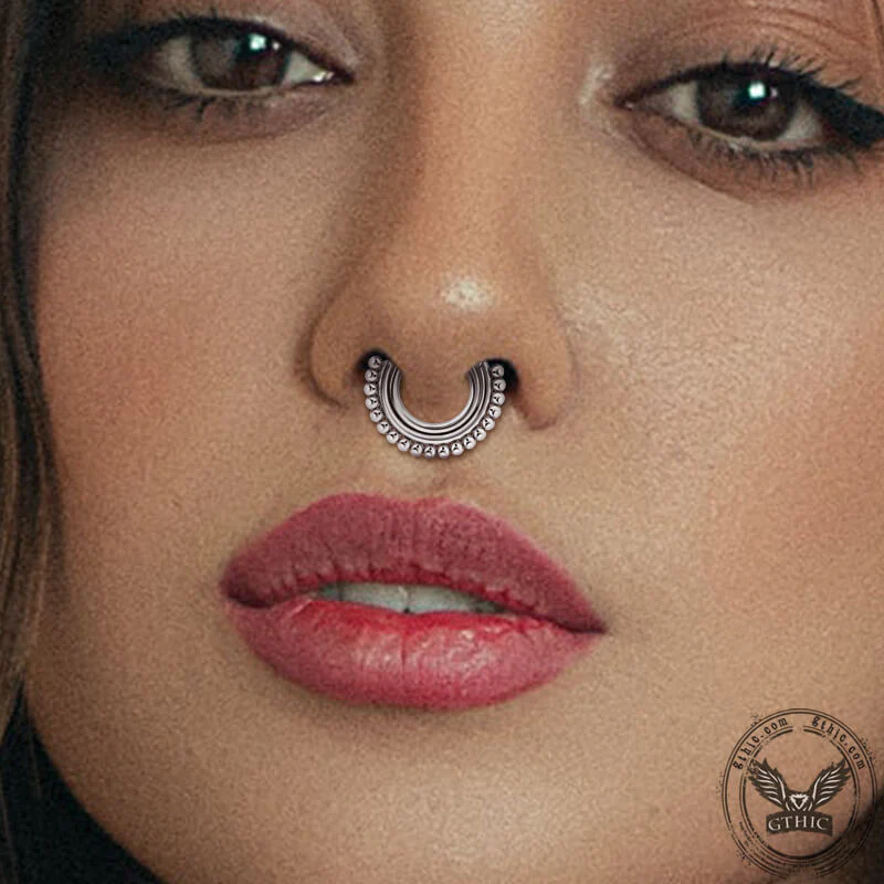 16G Beaded G23 Titanium Hinged Nose Ring