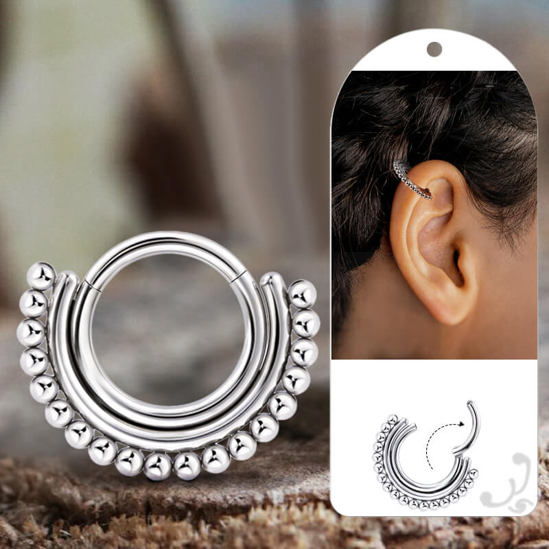 16G Beaded G23 Titanium Hinged Nose Ring