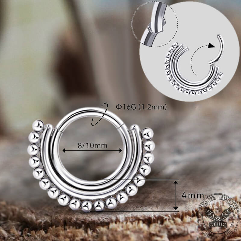 16G Beaded G23 Titanium Hinged Nose Ring