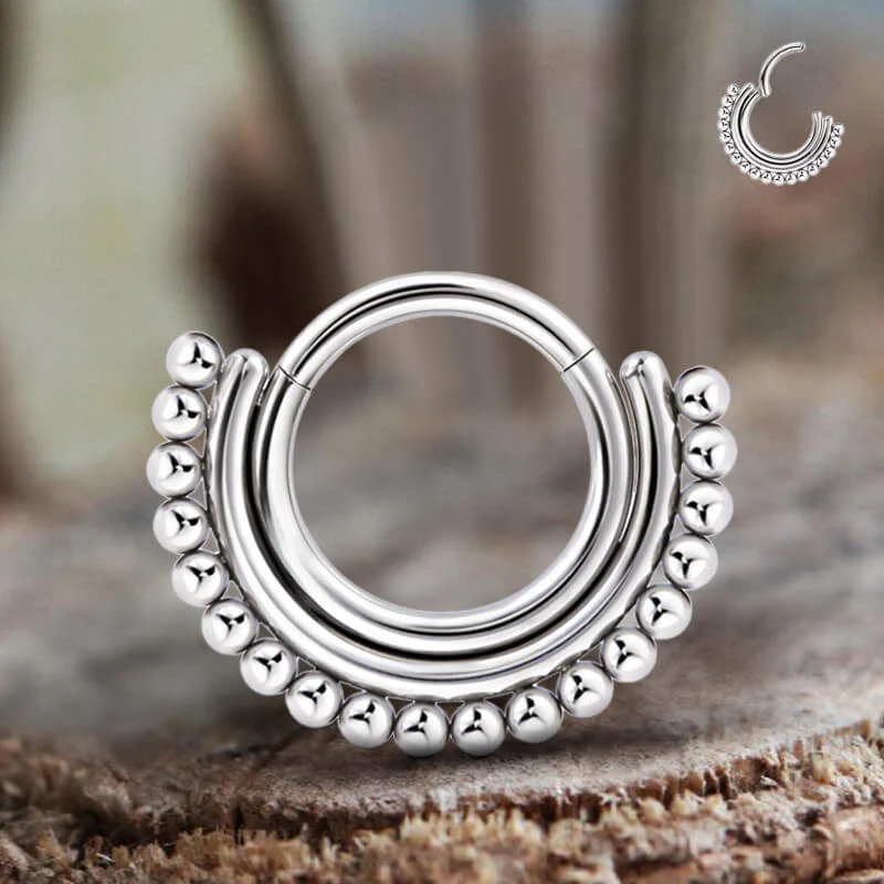 16G Beaded G23 Titanium Hinged Nose Ring