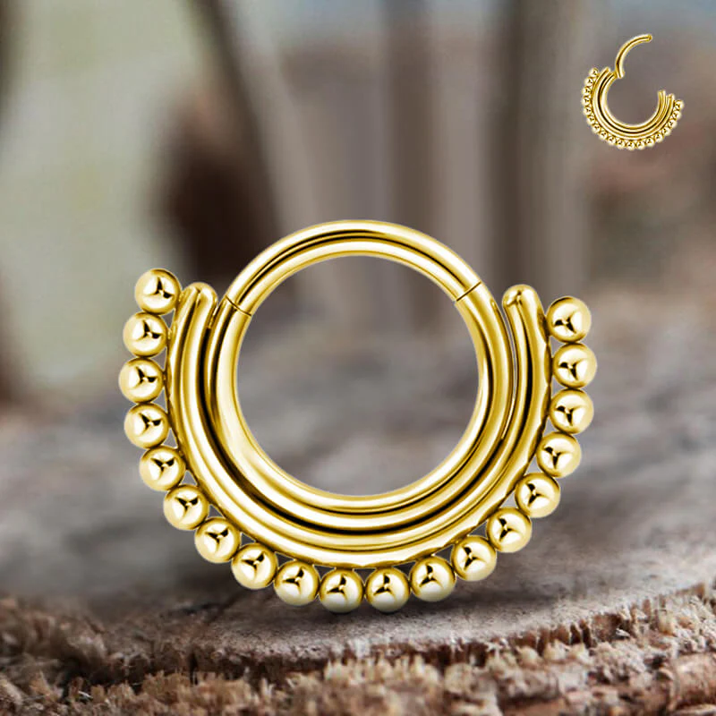 16G Beaded G23 Titanium Hinged Nose Ring